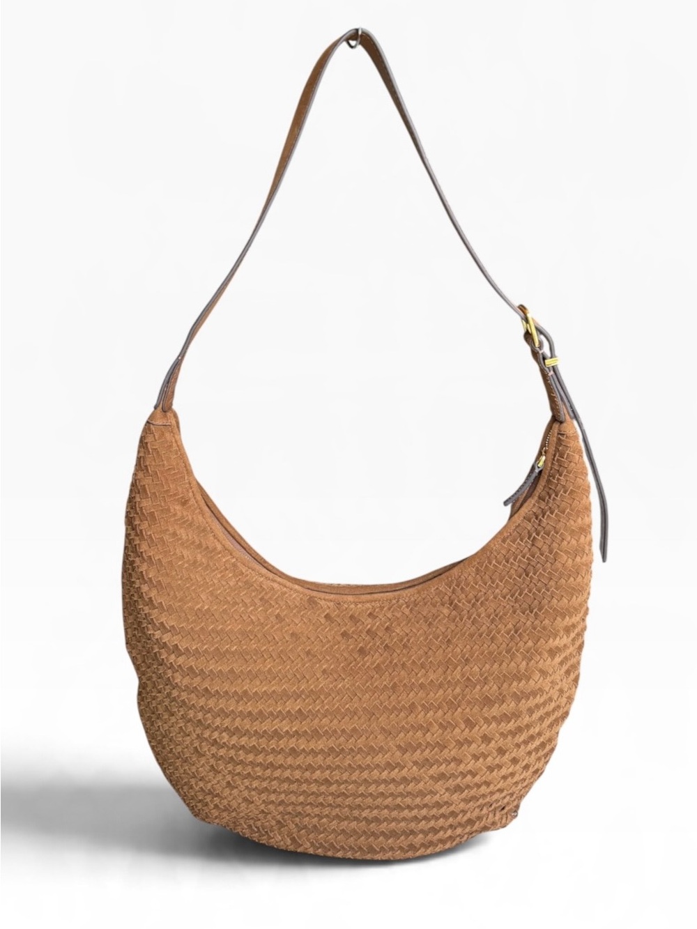 ๐ Madewell Essentials Curve Woven Shoulder Bag Suede Leather - Picture 4 of 11